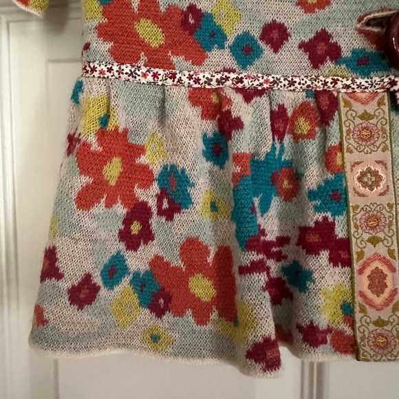 Fun, short, wool knit floral jacket by HWR Size S - Picture 5 of 10